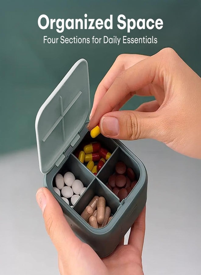 PRIME PICK مجموعة علب تنظيم الأدوية Prime Pick (قطعتان) - علبة أدوية صغيرة الحجم ومريحة بأربعة أقسام، مزودة بقفل بزر ضغط، وختم مزدوج مانع للتسرب، وخفيفة الوزن، مصنوعة من مادة البولي بروبيلين الآمنة، وتناسب الجيوب والحقائب. - Image 2